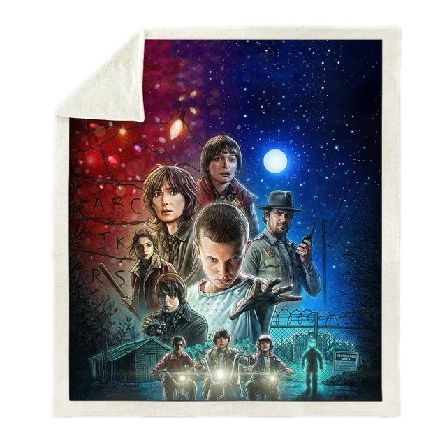 Anime Stranger Things 3D Printed Double Velvet Home Sofa Watching Blanket Sherpa Blanket Warm Fleece Camping Blanket Quilt - Цвет: picture color