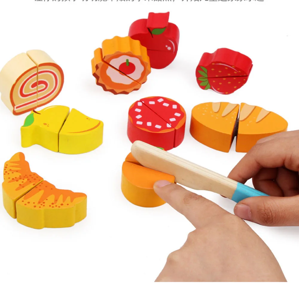

Wooden Fruit Play House Toy Kit Montessori Early Educational Toy Wooden Kitchen Cutting Fruit Vegetable Toy