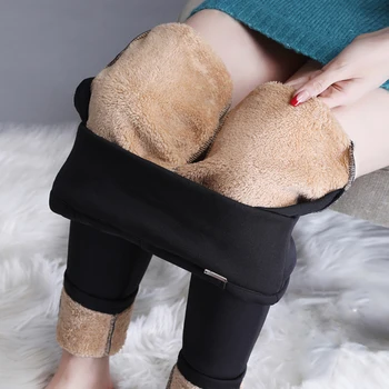 

Winter Warm Cashmere Women Leggings Skinny Thick Velvet Pencil Pants Girls Wool Fleece Leggings Plus Size Stretch Women Trousers