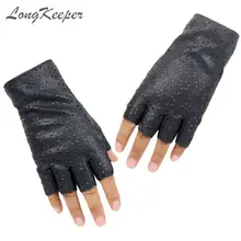 LongKeeper женские перчатки без пальцев; дышащая обувь с перфорацией, мягкие из искусственной кожи Варежки для Танцы Вечерние черные женские Половина Пальцы