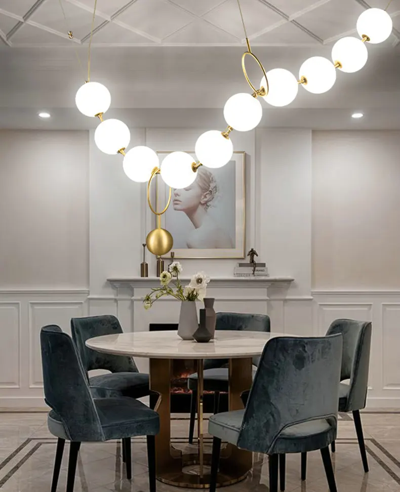 Nordic Modern Glass Bubble Chandelier Lighting Living Room Dining Room Home Interior Suspension Hanging Light Warm white Light
