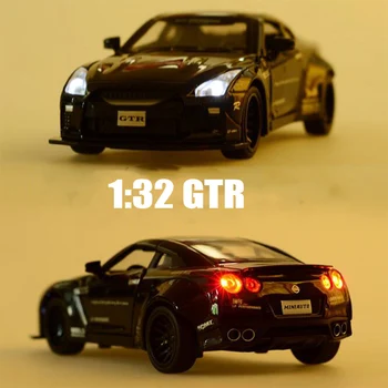 

1:32 GTR Metal Alloy Collection Model Car Diecast Car With Sounds and Light Pull Back Car Toy Car For Children's Gifts