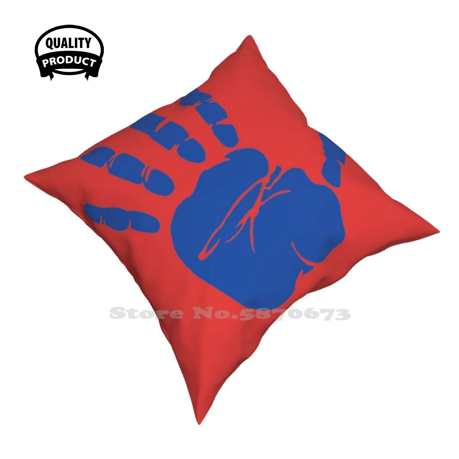 Palma De La Mano Morbida E Confortevole Federa Mano Impresirion Palma Azul Humano Pintura Dedos