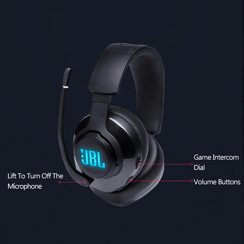 Original JBL Quantum 400 Wired Headsets Gamer With Mic LED Light 3 5mm Portable Audio Stereo Bass Headsets For PC Xbox PS4 PSP