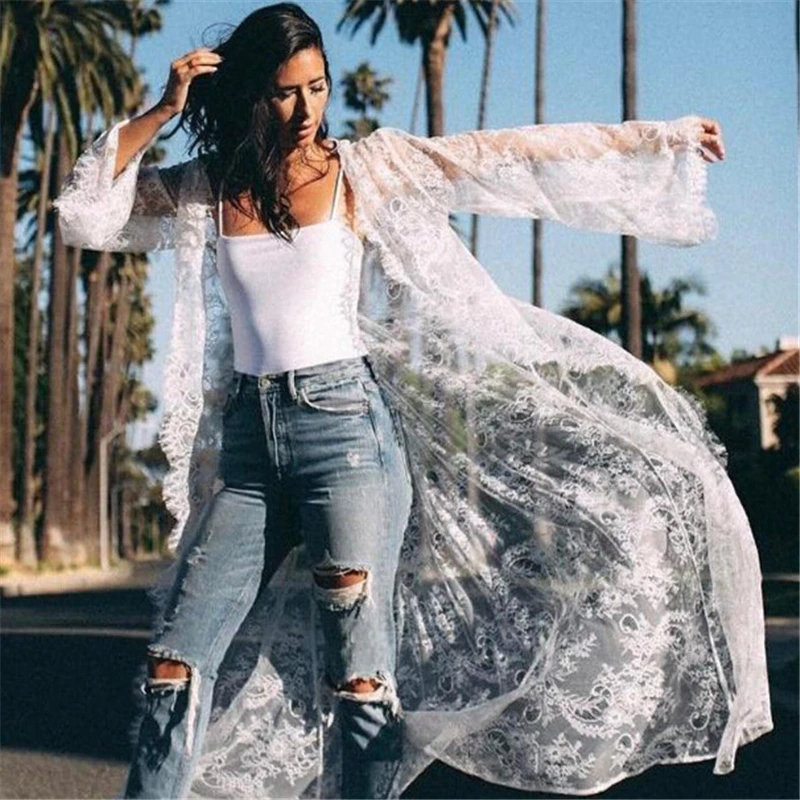 Women Beach Dress Floral Lace Long Dresses Hollow Out Maxi Dress Solid Color Swim Bikini Cover Up Beach Wear Women Cover Up Women Beach Dress Floral Lace Long Dresses Hollow Out Maxi Dress Solid Color Swim Bikini Cover Up Beach Wear Women Cover Up