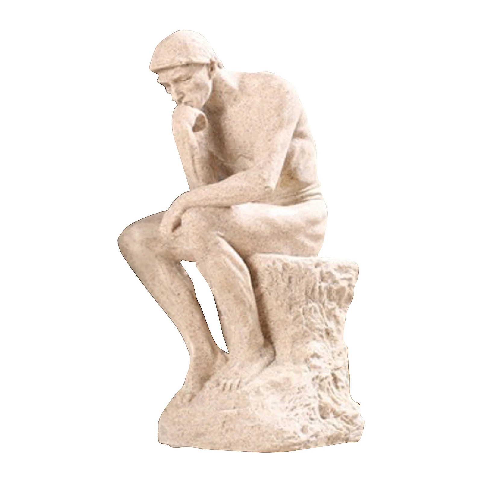 Rodin Thinkers Sitting Male Sandstone Statue Miniature Figurine Home Decor