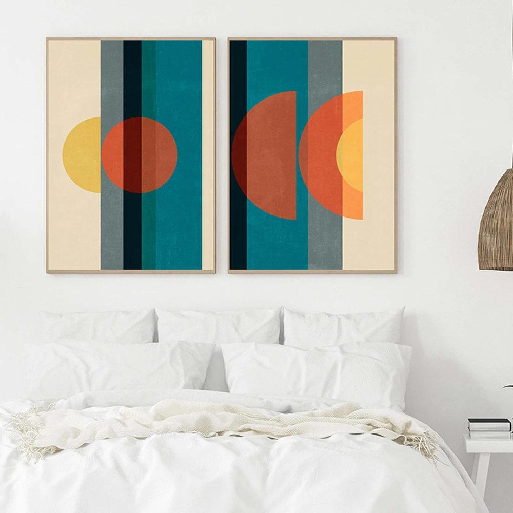 

Round Line vintage Geometry Abstract Art Canvas Painting Nordic Posters And Prints Wall Pictures Living Room Home Decor