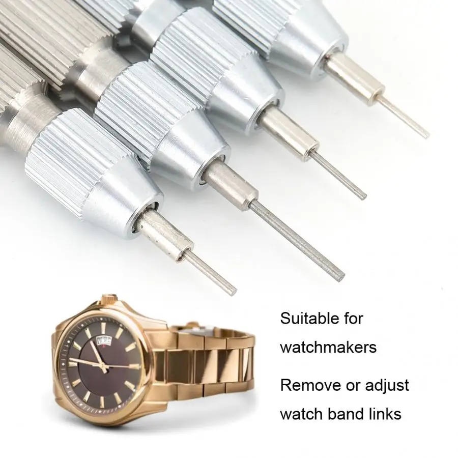4pcs Stainless Steel 0.7 0.8 0.9 1.0 Multi Size Watch Punch Watch Band Link Pin Remover Tool Watchband Needle Removal Tool Set