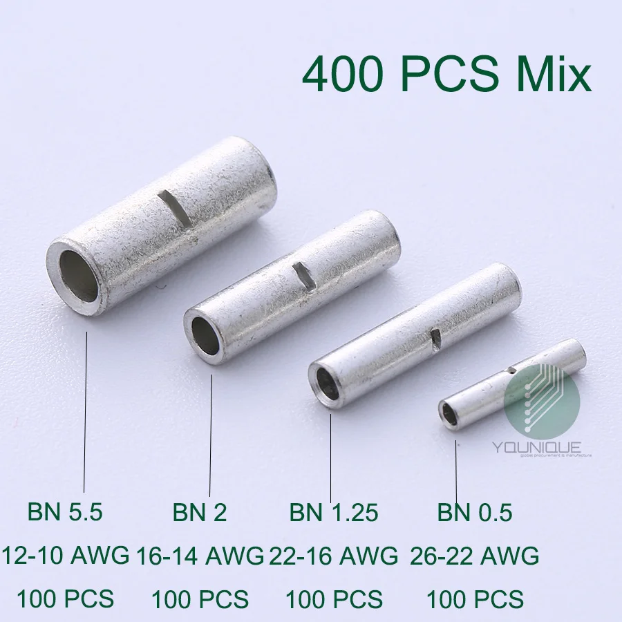 100 Uninsulated Butt Connectors Wire Splice 12-10 Gauge