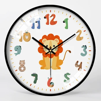 

Cartoon Nordic Wall Clock Child Simple Metal Silent Children's Room Decoration Wall Clock Relojes Home Bedroom Decoration MM60WC