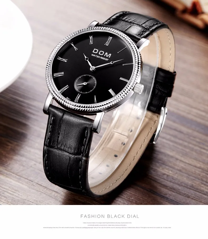 DOM мужские часы от ведущего бренда класса люкс мужские водонепроницаемые кварцевые часы мужские деловые кожаные часы Colok Relogio Masculino M-253L-7M