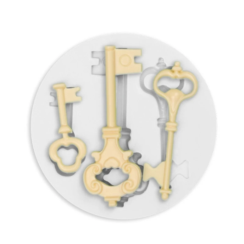 

3Pcs Key Shape Tool Keychain Silicone Mold DIY Cupcake Cake Topper Decoration Fondant Mold Earrings Resin Casting Molds