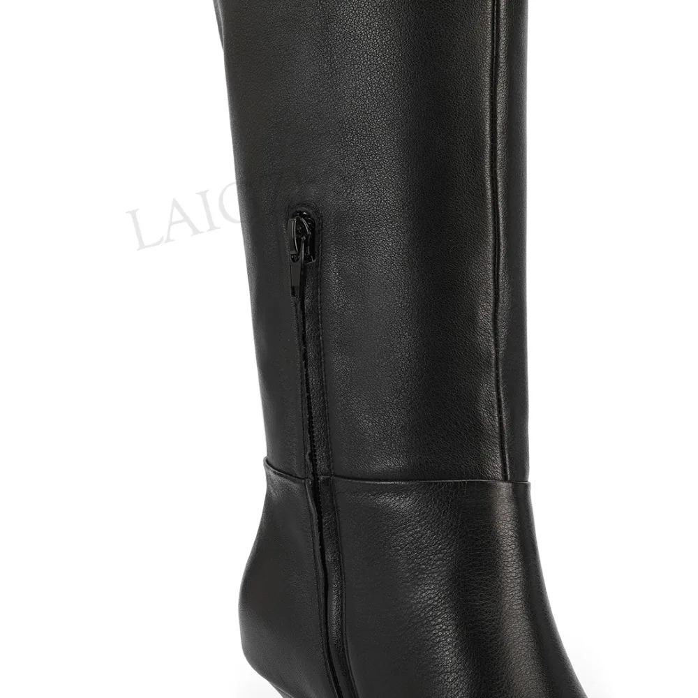 LAIGZEM, модные женские сапоги до колена сапоги на каблуке «рюмочка» Удобная зимняя обувь с боковой молнией женская обувь, размер 36, 37, 38, 39