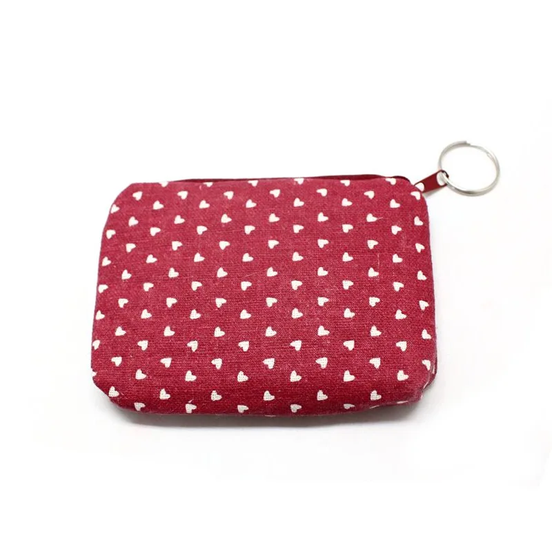 

New Style Mini Mini Purse Heart Pattern Key Coin Bag Canvas Fabric Purse