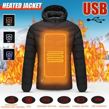 Мужская и Женская куртка с электрическим подогревом, пальто с USB подогревом, зимняя теплая ткань, перо размера плюс, теплый жилет для походов, охоты, рыбалки
