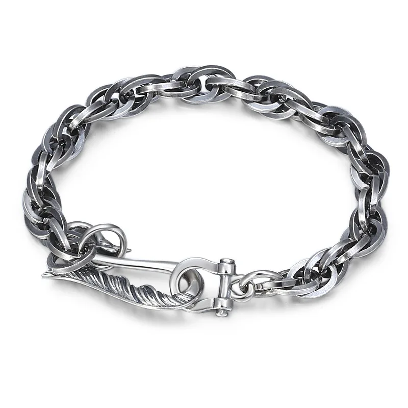 Натуральная 925 пробы серебряные Ретро темпера Для мужчин t крюк Golden Eagle Пряжка Для мужчин и Для женщин браслет личности тайский серебряный Серебряные ювелирные изделия