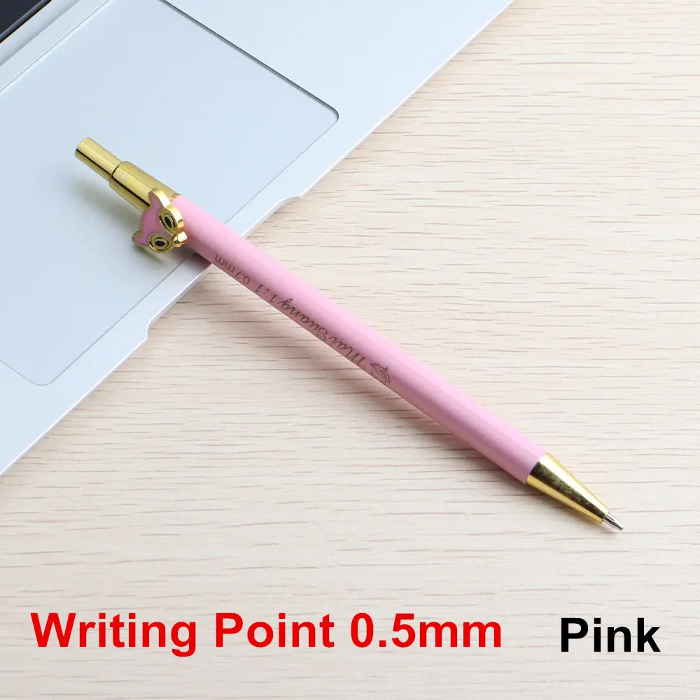 Высококачественный автоматический симпатичный Карандаш 0,5 мм 0,7 мм HB предотвращает скользкий шлифовальный держатель металлический канцелярский карандаш - Цвет: pink  0.5mm
