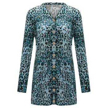 

FREE OSTRICH Leopard Print Cardigan For Women Long Tunic Top Female Autumn Button Cardigan Outwear Coats Plus Size S-XXL
