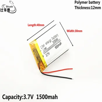 

Liter energy battery 3.7V,1500mAH,123040 Polymer lithium ion / Li-ion battery for TOY,POWER BANK,GPS,mp3,mp4,cell phone,speaker