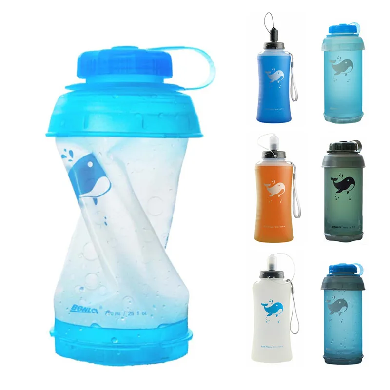

750ML Outdoor Folding Sports Soft Water Bottle Portable Kettle Foldable Water Bottle Practical Camping Travel Running Bottle