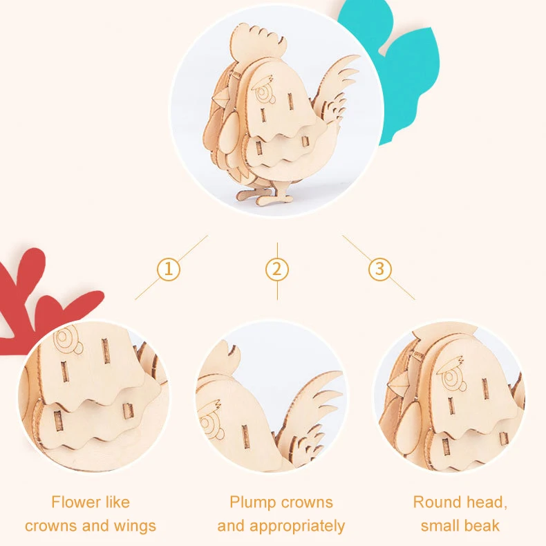 DIY 3D Animal Puzzle Creative Handmade Wooden Puzzles Toys for Children Adult Model Intellectual Education Deer Monkey Jigsaw