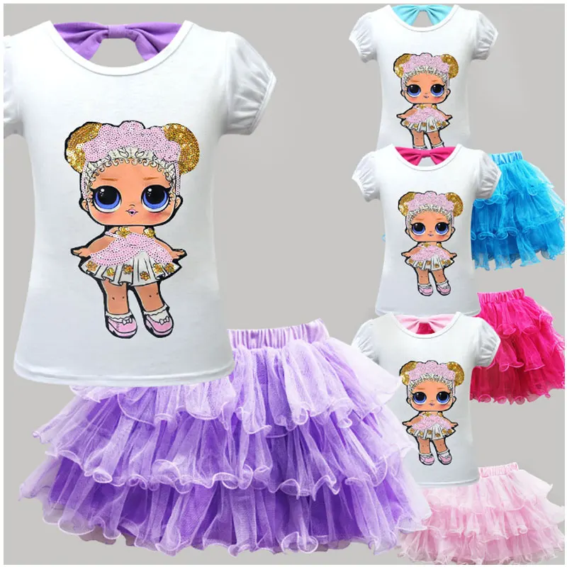 

2019 new surprise girl baby suit skirt cute girl mesh ballet skirt cartoon pattern suit skirt + bag