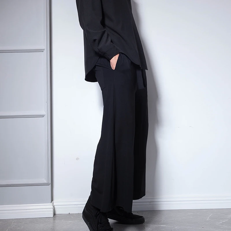 Korean version of trendy casual culottes large bell-shaped trousers wide leg trousers large size wide leg men's trousers fashion