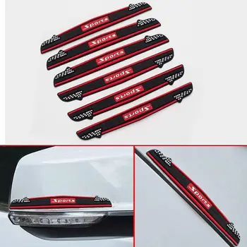 

6 pcs Flag Sports Style Car Door Edge Guard Auto Door Protector Thicken Anti-Scratch Trim Sticker for Car Door Rearview Mirror