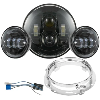 

7Inch 80W LED Headlight Kit 4.5 Inch 60W Fog Light Passing Lamp for Harley