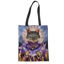 Женская льняная холщовая ручная сумка, многоразовая сумка для покупок, Женская художественная пляжная сумка для женщин, рюкзак, сумка на плечо, сумка для хранения, сумочка