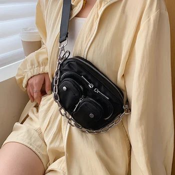 

Multi-pocket Oxford Cloth Crossbody Bags For Women 2020 Mini Black Shoulder Messenger Handbags Female Chain Phone Purses%33