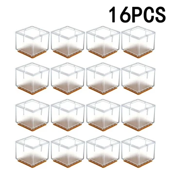 

16pcs Silicone Chair Leg Cap Table Feet Covers Floor Protectors 3 Shapes Protect Floor Non-slip New Square Table Foot Cover