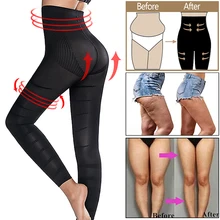 Perna emagrecimento shaper corpo anti celulite compressão leggings cintura alta barriga controle calcinha coxa escultura mais magro shapewear