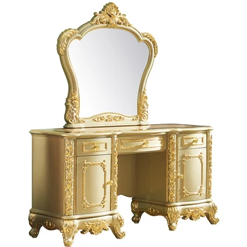 

5 drawers make up mirrored dresser, gold bedroom dresser furniture with mirror