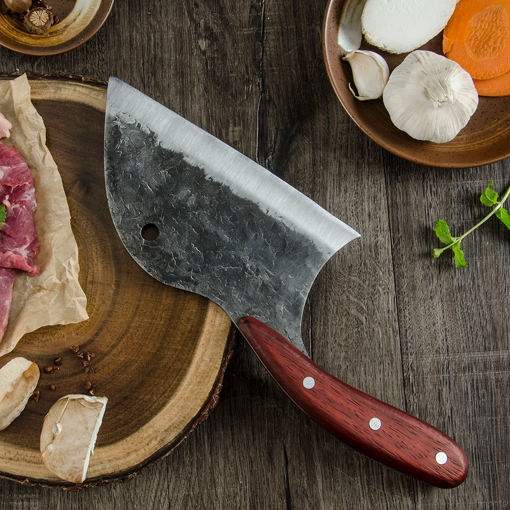 5cr15不锈钢红花梨木7寸锻打菜刀 (14)