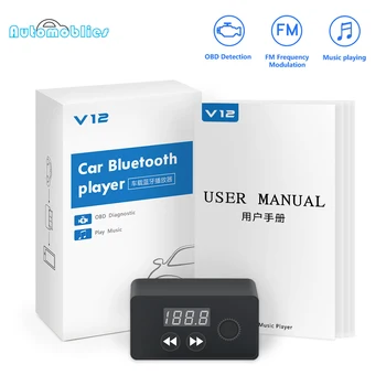 

OBD2 Bluetooth Auto Scanner OBD Music Player 2 In 1 FM Transmitter Bluetooth4.0 Mp3 Player Support TF Card Better Than Elm327