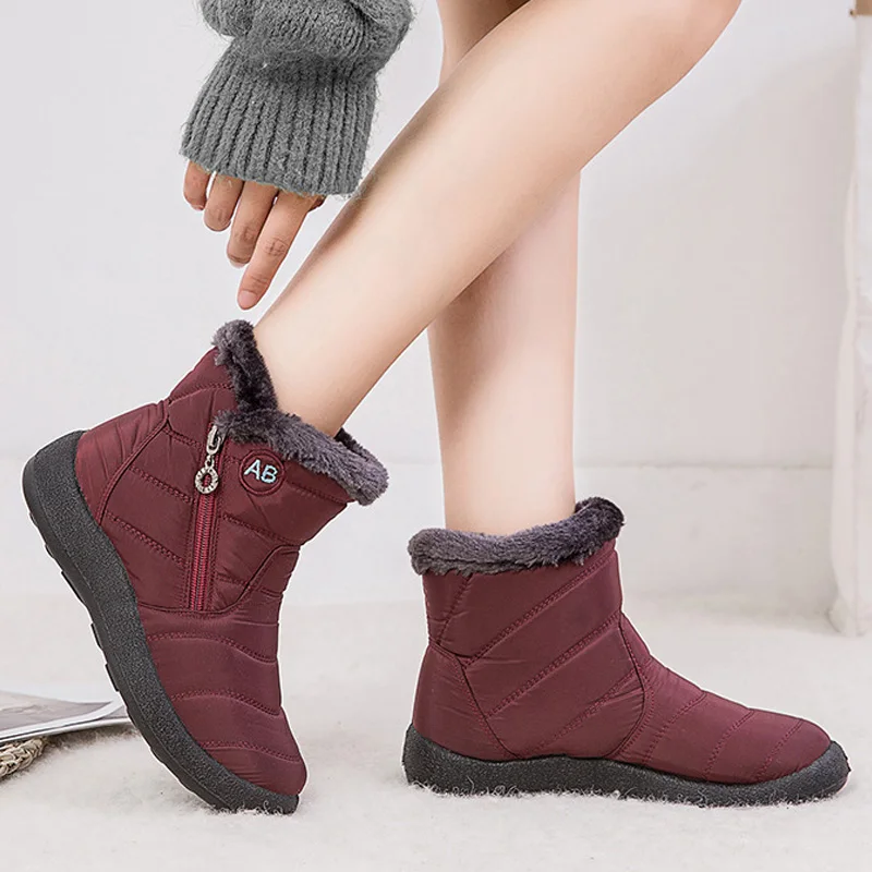 Зимние ботинки; женские зимние ботинки; теплые женские ботильоны на меху; водонепроницаемые ботинки с подкладкой; женская зимняя обувь; ботинки размера плюс