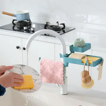 

3 In 1 Rotatable Faucet Rack Rag Shelf Double Layers Kitchen Supplies Storage Rack Sink Sponge Holder Drain Rack Material