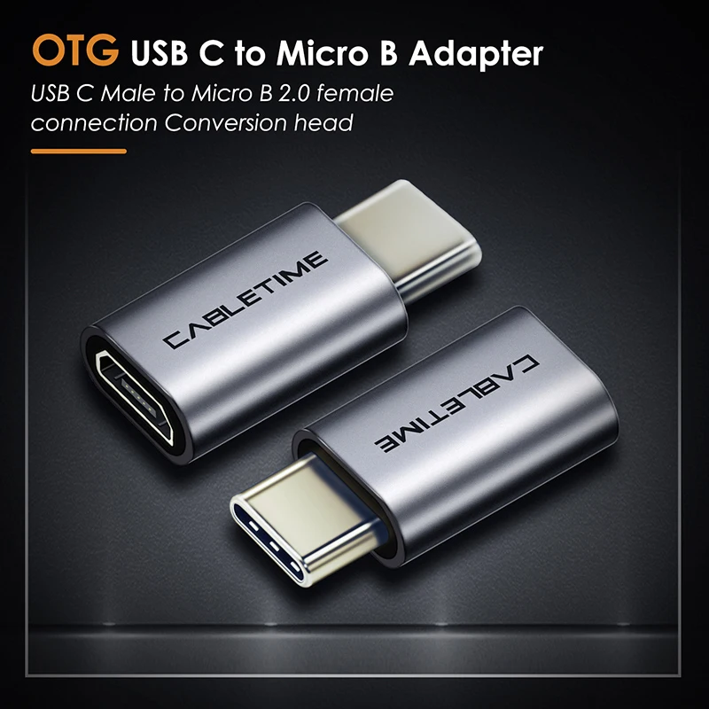 CABLETIME 5 шт. USB OTG металлический корпус адаптер Type C Micro B 3 0 для мобильного телефона