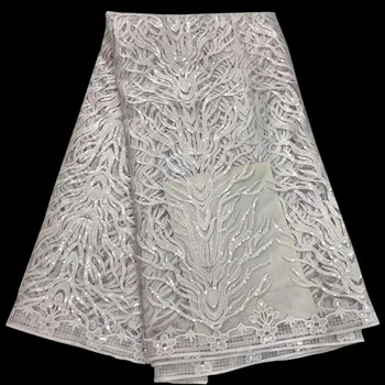 

Mysterious grass plants pattern single color design with sequins dress fabric ARF64,good quality cheap price French Lace Fabric