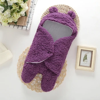 

0-12M Autumn Baby Sleeping Bag Envelope For Newborn Bubble velvet Baby Winter Blanket Wrap Cute Sleeping Bags Solid Baby Bedding