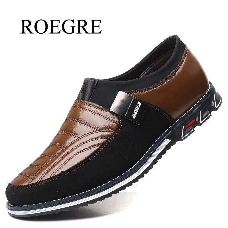 Высококачественная кожаная обувь; Мужская Роскошная брендовая повседневная обувь; модные мужские лоферы; мокасины на плоской подошве; удобная мужская обувь для вождения; 48 - Цвет: brown
