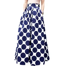 

Spring Summer Women Maxi Skirts European Style Vintage Polka Dot Large Swing Long Skirt Jupe Longue Femme Plus Size 3XL 105cm