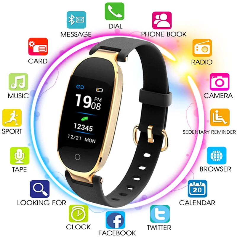 

S3 Bluetooth Smart Watch Women Ladies Heart Rate Monitor Fitness Smart Bracelet Fashion Women Watch For Android IOS