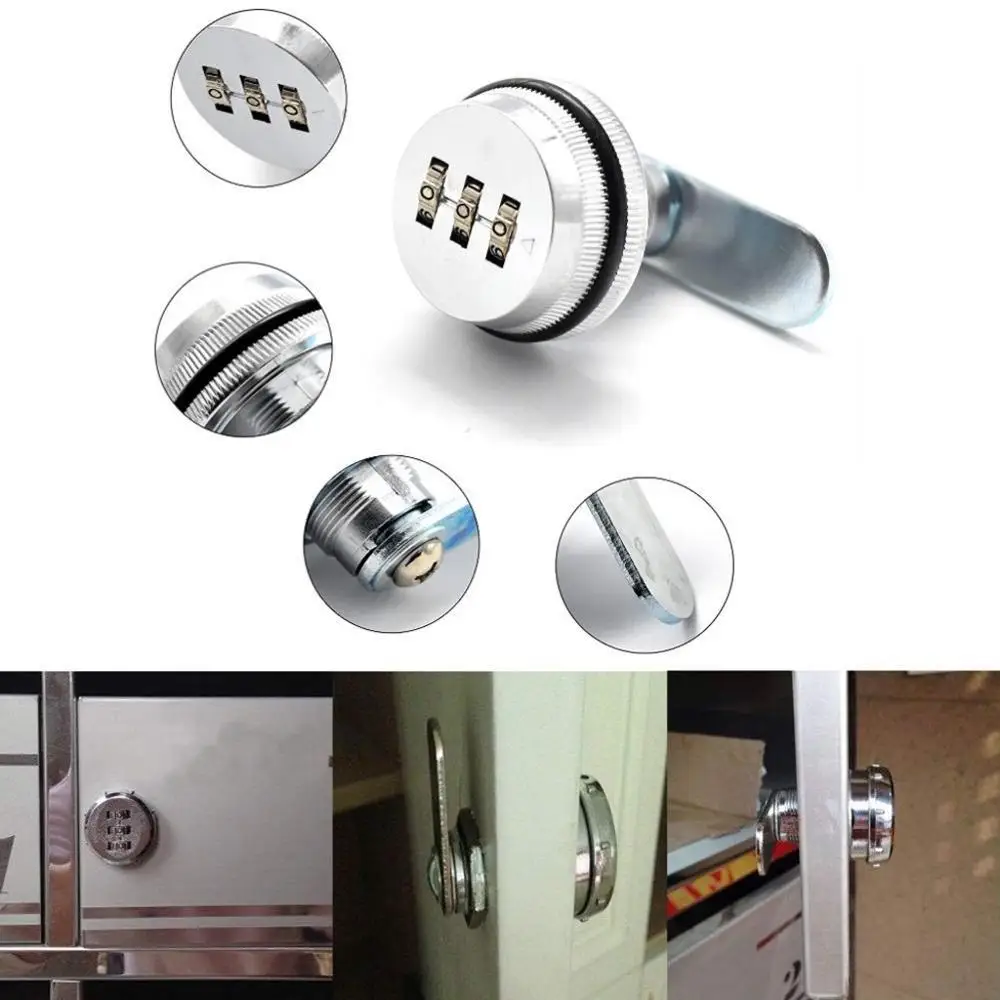 

2019 New 3-Digit Cam Lock Alloy Code Combination Keyless Post Mail Box Cabinet Black Home Improvement Lock A40