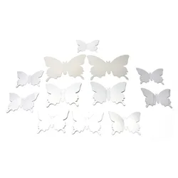 12pcs/set Mirror Wall Stickers Decal Butterflies 3D Mirror Wall Art Home Decors Butterfly Fridge Wall Decal
