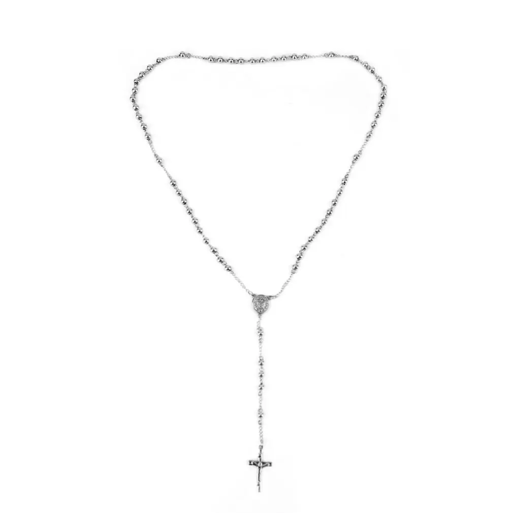 Классические серебряные четки бусы цепь крест распятье религиозное католическое хип-хоп рэпер из нержавеющей стали ожерелье для женщин и мужчин