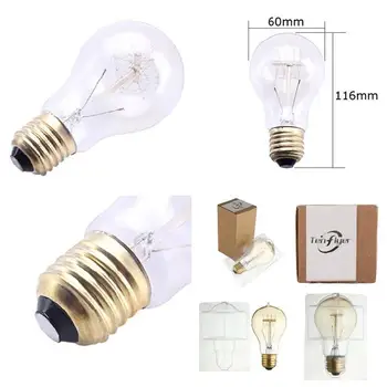 

A19 Incandescent Bulbs Vintage Edison Light Bulbs E27 Antique Light Clear Glass 40W 110V/220V Lamp Home Decoration DNJ99