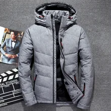 Хороший Известный бренд, зимняя куртка для мужчин, с капюшоном, отстегивается, повседневная, ветрозащитная, теплая, белая, утиный пух, куртка, высокое качество, светильник, пуховик для мужчин
