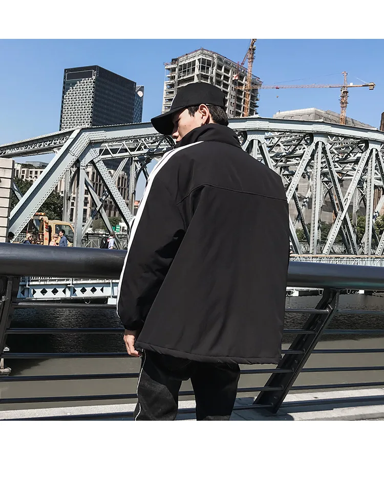 Winter New Style Men Printed Loose-Fit Stand Collar Long Sleeve Cotton-padded Clothes Japanese-style Teenager Thick Coat Me